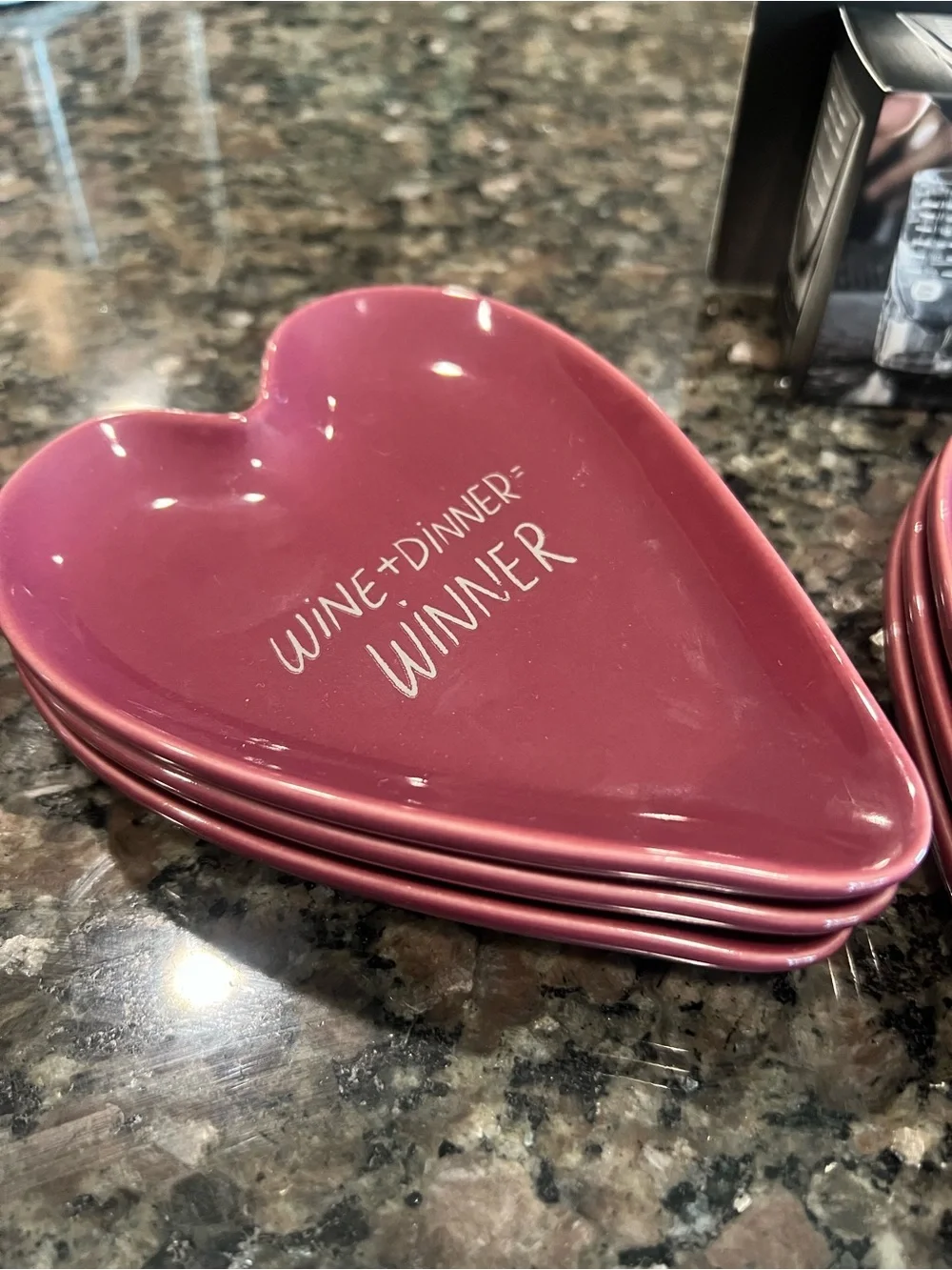 Heart-Shaped Dessert Plate - Wine + Dinner Winner - Pink